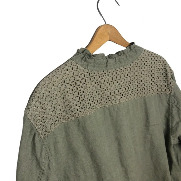 St. Tropez West 100% Linen Utility Style Button Front Jacket - Picture 5 of 8